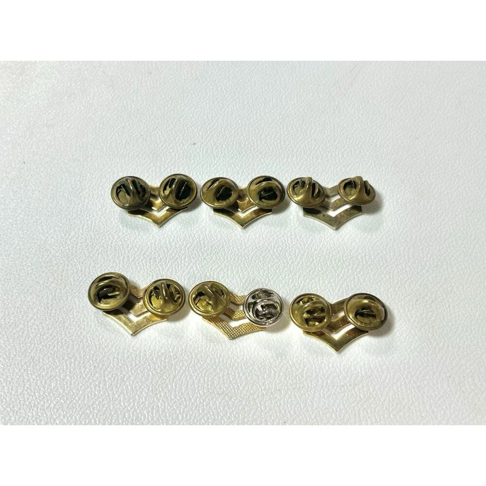 Lot 6 U.S. Military Sergeant Chevron Insignia Brass Metal Pins